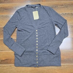 VERABENDI Women's Small S Long Sleeve Snaps Knit Sweater Cardigan -Gray